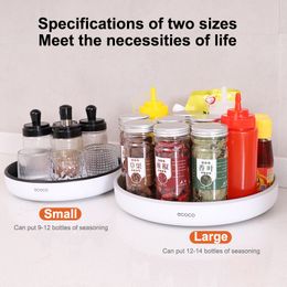 Hooks Rails Rotating Spice Storage Rack Multifunctional Seasoning Organiser Shelf Oilproof Non-slip Tray Supplies Holder For Kitchen 230603