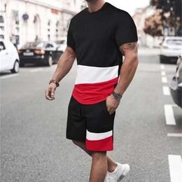 Tracksuits Summer Men's Beach Leisure Breathable Sports Fashion Novel Short Sleeve T-shirt Shorts 2 Piece Set P230603