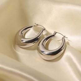 Hoop Earrings Fashion Temperament Ring Hollow Ins Trendy Simple Titanium Steel For Women Party Gift Lucky Female