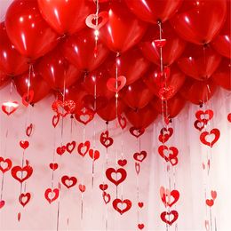 Other Event Party Supplies 100pcs lot Red Heart Laser Sequined Rain Balloon Pendant Romantic Wedding Room Birthday Decoration Accessories 230603