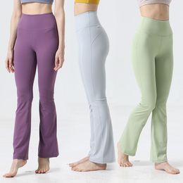Lu Align Lu Women Bell Bottoms Pant Sports Yogas Pants Lady Bodybuilding Stretch Wide Leg Outfit Fitness Jogging Loose Fitting Trousers Popular