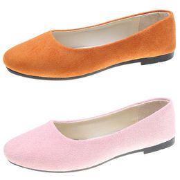 Fashionable candy colored flat bottomed work shoes yellow pink red cyan comfortable suede cloth faced women's shoes, student shoes