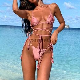 Women's Swimwear 2023 Women Swimwear Sexy Bikini Hollow Out Swimsuit Thong Biquini Cross String Bikini Set Bathing Suit Bikinis Beachwear J230603