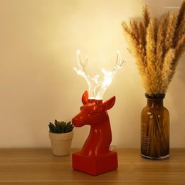 Table Lamps Nordic Bedroom Night Light Creative Deer For Living Room Bedside Home Decoratio Furnishing Resin Atmosphere Lighting