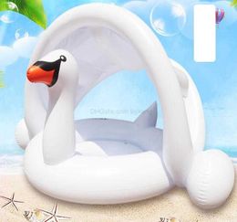Inflatable Flamingo Swan matress with sunshade inflant swimming pool animal seat ring water floats boats baby swim tubes ring beach toy