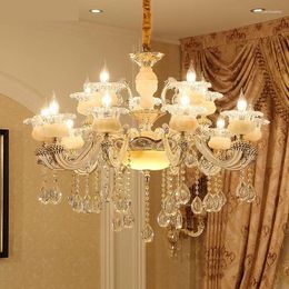 Chandeliers SHIXNIMAO Luxury Simulated Jade LED Crystal Lighting Fixtures With 6 Arms 8 15 For Living Room Lamp Light