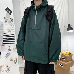 Men's Hoodies Men Zipper Cargo Sweatshirts High Street Ins Teenager Harajuku Retro Hooded Tops Vintage Hipsters Male Hoodie Streetwear