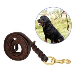 Leashes 1.2cm Width Handmade Braided Leather Best Military Grade Heavy Duty Dog Leash for Large Medium Small Dogs Training and Walking