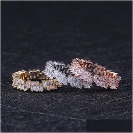 Band Rings Rose Gold Zircon Simple High Quality Finger Ring For Women Fashion Jewelry Party Gifts Wholesale Drop Delivery Dhgfn