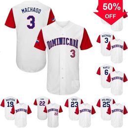 Xflsp GlnMit 2017 Dominican Republic World Baseball Classic WBC Jersey 3 Manny Machado 6 Starling Marte 19 Jose Bautista 22 Robinson Cano 23 Nelson Cruz