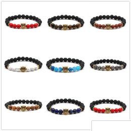 Beaded 8 Colours Vintage Gold Owl 8Mm Black Lava Stone Diy Essential Oil Per Diffuser Bracelet Yoga Jewellery Drop Delivery Bracelets Dhgjn