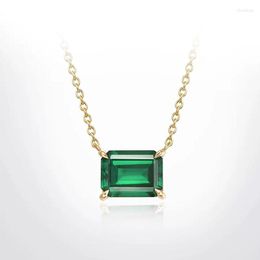 Chains CxsJeremy Real Solid 14K Yellow Gold 1.5 S 6 8mm Lab Grown Emerald Necklace Pendant For Women Fashion Wedding Jewellery Gifts