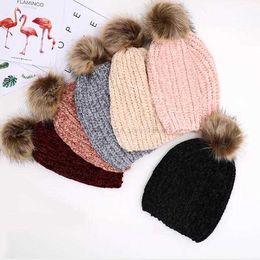 fashion winter warm women ball hat adult ears warmer beanies cap knit girls pom fur ball hat outdoor sports bike riding beanies hats