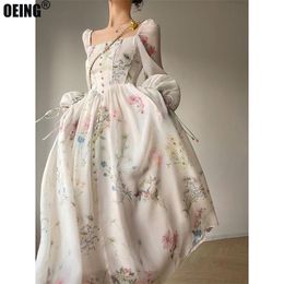 Dress 2023 Summer Korean Style Floral Evening Party Dresses Chiffon Long Sleeve Beach Midi Fairy Dress Vestidos De on Formales