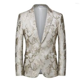 Men's Suits Mens Luxury Floral Embroidery Dress Suit Jacket Stylish One Button Notched Lapel Slim Fit Blazer Men Party Wedding Dinner Tuxedo