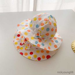 Hair Accessories Summer Baby Sun Hat for Girls Cute Dot Bowknot Kids Bucket Cap Outdoor Beach Infant Wide Brim Hats