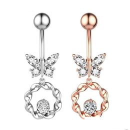 Navel Bell Button Rings Fashion Piercing Butterfly Belly Ring Dangle Personality Body Jewellery Drop Delivery Dhf3F