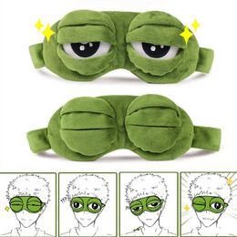 Sleep Masks Massager Soft Plush Sleeping Eye Mask Travel Sad Frog Eye Mask Padded Rest Aid Eye Mask 3D Blindfold Kid Adult Eye Patch Relax J230602