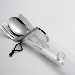 Dinnerware Sets 3pcs/set Stainless Steel Cutlery Set Ultra Lightweight Knife Fork Spoon For Home Use Travel Camping Picnic