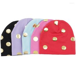 Berets Soft Gold Print Cotton Hats For Baby Girls 0-6 Month Kids Boys Children Spring Skullies Beanies Hat Cap Accessories