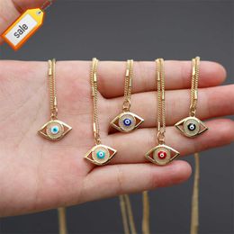 Hot Selling Fashion Stainless Steel Blue Eyes Necklace Oil Drop Blue Eyes Pendant Couple Necklace for Gifts