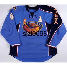 Sj98 CeoMen's Vintage Atlanta Thrashers Jerseys Game Worn Jersey17 Ilya Kovalchuk 36 Eric Boulton 6 Ron Hainsey 7 Mark Popovic Jersey Blue Hockey