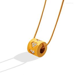 Pendant Necklaces Romantic Simple Zircon CZ Heart Necklace Jewellery 316 Stainless Steel Plated 18K Gold Trendy Lucky Collar Bijioux