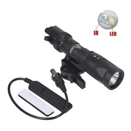 Tactical M323V IR Flashlight White LED Light 500 Lumen& IR Infrared Output with Remote Switch and QD Mount Hunting Scout Light-BK
