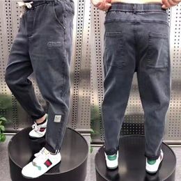 Men's Pants 2023 Spring/Summer Season Fat Guy Jeans Men's Loose Size Hip Hop Fashion Brand Boys' Casual Straight Cropped