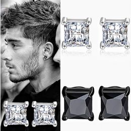 Fashion Earhole Free Magnetic Earrings Square Zircon Earclip Hip Hop Earrings for Men Jewelry Accessories Party Anniversary Gift