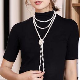 Pendant Necklaces Long Pearl Necklace For Women Party Wear Jewellery Fashion Accessories Multi-layer Sweater Beads Chain Classic 2023