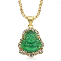 Pendant Necklaces Buddha For Women Gold Color Stainless Steel Cubic Zircon Necklace Fashion Jewelry Style Drop