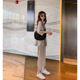 Women's Two Piece Pants Oversized Womens Suits College Fashion Loose Sweet Korean Professional Suit Blazer Women Cropped Trousers Sets