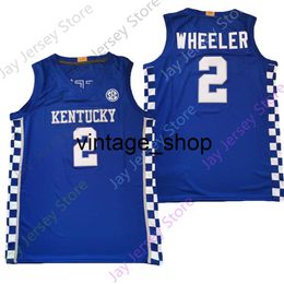 Vin Kentucky Wildcats Basketball Jersey NCAA College Sahvir Wheeler Blue Size S-3XL All Stitched Youth Men