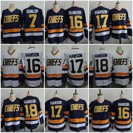 C2604 Mit Hanson Brothers Charlestown Mens 16 Jack Hanson 17 Steve 18 Jeff #7 dunlp 1 LEMIEUX 3 Killer Slap Shot Movie Jerseys