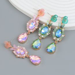 Fashion Metal Resin Geometric Flower Earrings for Women's Elegant Retro Dangle Earrings Banquet Jewelry Accessories