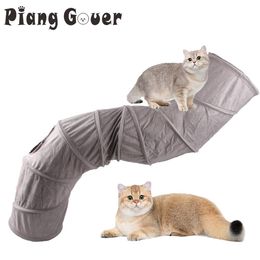 Toys Gray Foldable Cat Tunnel 3 Holes Kitten Drill Bucket Toys Indoor Pet Toy Catwalk Tubing