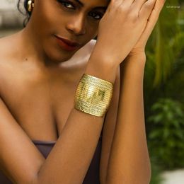 Bangle Africa Tribal Ethnic Exaggerated Metal Open Cuff Bangles Women Punk Antique Gold Colour Arm Bracelet Grunge Jewellery Steampunk Men