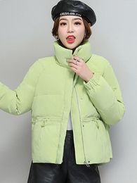 Women's Trench Coats Arrival Women Winter Jacket Stand Collar Solid Green Yellow Black White Female Padded Coat Short Parka