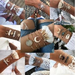 Link Bracelets 2023 Fashion Exquisite Versatile Bohemian Retro Moon Shell Fringe Bracelet Set Party Jewellery Gift For Women Girl