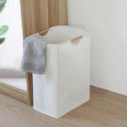 Organisation Wooden Handle Laundry Basket Nordic Style Bathroom Laundry Hamper Bag for Dirty Clothes Home Sundries Toys Storage Organiser