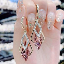 Hoop Earrings Premium Crystal Women's Geometric Autumn and Winter Temperament Light Sier Needle Versatile