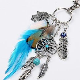 Keychains Dream Catcher Keychain For Women Girls Net Pendant Keyrings With Glitter Ball Handbag Charms Accessory Gifts