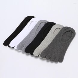 Men's Socks 3Pairs/lot Summer Men's Cotton Invisible Boat Thin Non-slip Silicone Anti-off With Breathable Five-finger
