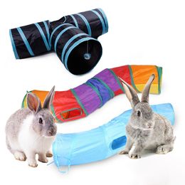 Tunnels Rabbit Coloured Paper Tunnel Foldable Rabbit Escape Channel Rabbit Sshaped Catch And Hide Toys Pet Play Supplies Cat Puzzle Pipe