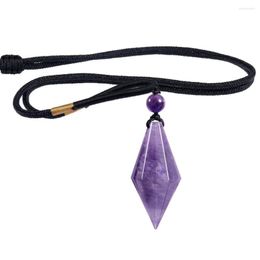 Pendant Necklaces TUMBEELLUWA Natural Stone Points Necklace For Women Men Reiki Chakra Crystal Pendulum Dowsing Healing Jewelry
