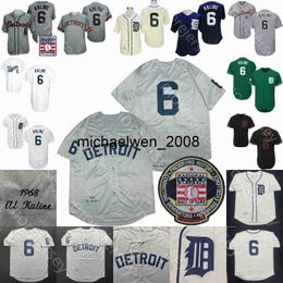 Mi208 Al Kaline Jersey Grey Hall Of Fame 1968 Cooperstown Cream Black Fashion Navy Green Player White Former Salute to Service Home Way