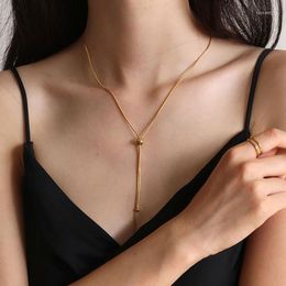 Chains Simple Elegant High Quality Gold Silver Colour Long Clavicle Chain Necklace For Women Men Chamrs Fashion Party Jewellery