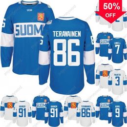 Mag Mit 2016 World Cup of Hockey Finland Team Jersey LEHTERA KOIVU LINDELL MAATTA BARKOV JOKIPAKKA TERAVAINEN Custom Men Women Youth Hoceky Jerseys