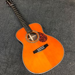 39 inches blonde top K28 acoustic guitar solid top amber finish OM shape parlor body electrical acoustic guitar folk guitare acoustique JP signature